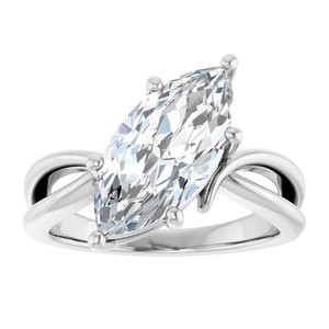 14K X1 White Gold 15x7 mm Marquise Ring Mounting – image 5