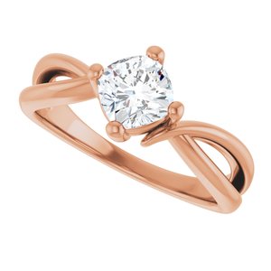 10K Rose Gold 5.5x5.5 mm Cushion Ring Mounting – image 8