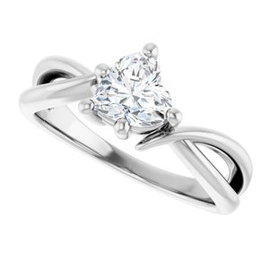 14K White Gold 6x6 mm Heart Ring Mounting – image 8