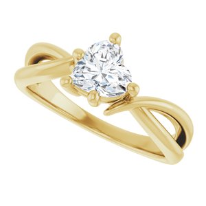 10K Yellow Gold 6x6 mm Heart Ring Mounting – image 8