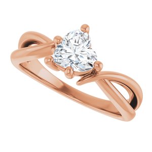 18K Rose Gold 6x6 mm Heart Ring Mounting – image 8