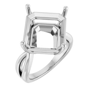 10K White Gold 15x13 mm Emerald Ring Mounting – image 2