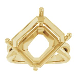 14K Yellow Gold 15x13 mm Emerald Ring Mounting – image 6