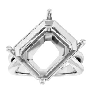 10K White Gold 15x13 mm Emerald Ring Mounting – image 6