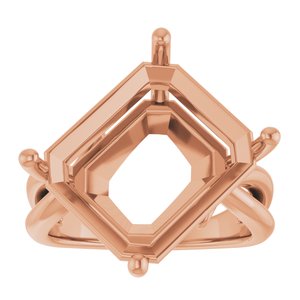 14K Rose Gold 15x13 mm Emerald Ring Mounting – image 6