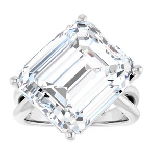 18K White Gold 15x13 mm Emerald Ring Mounting – image 5