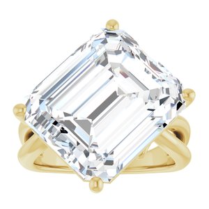 14K Yellow Gold 15x13 mm Emerald Ring Mounting – image 5