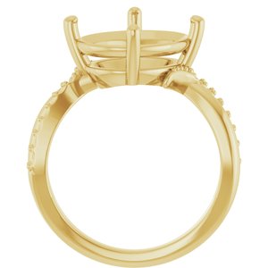 18K Yellow Gold 13x11 mm Oval Ring Mounting – image 4