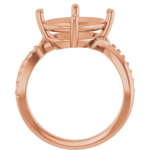 14K Rose Gold 13x11 mm Oval Ring Mounting – image 4