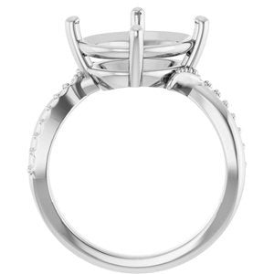 14K X1 White Gold 13x11 mm Oval Ring Mounting – image 4