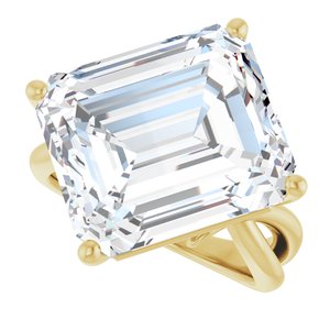 14K Yellow Gold 15x13 mm Emerald Ring Mounting – image 8