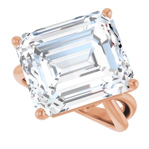 14K Rose Gold 15x13 mm Emerald Ring Mounting – image 8