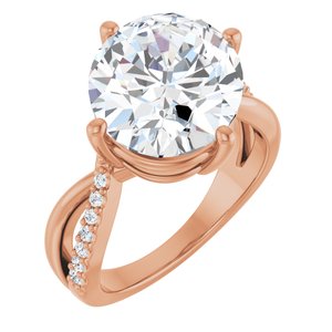 10K Rose Gold 13x11 mm Oval Ring Mounting