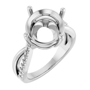 14K X1 White Gold 13x11 mm Oval Ring Mounting – image 2