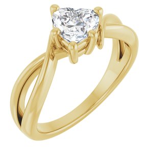 14K Yellow Gold 6x6 mm Heart Ring Mounting