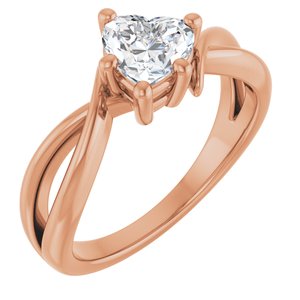 18K Rose Gold 6x6 mm Heart Ring Mounting
