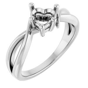 18K White Gold 6x6 mm Heart Ring Mounting – image 2