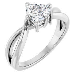 Platinum 6x6 mm Heart Ring Mounting