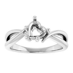 14K X1 White Gold 6x6 mm Heart Ring Mounting – image 6