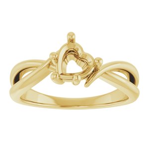 14K Yellow Gold 6x6 mm Heart Ring Mounting – image 6