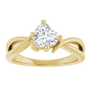 14K Yellow Gold 6x6 mm Heart Ring Mounting – image 5