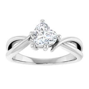 14K X1 White Gold 6x6 mm Heart Ring Mounting – image 5