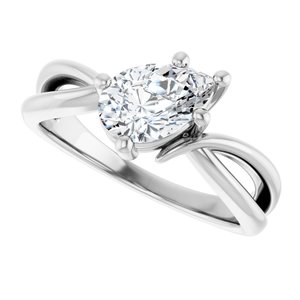 18K White Gold 8.5x5.5 mm Pear Ring Mounting – image 8