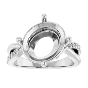 14K X1 White Gold 13x11 mm Oval Ring Mounting – image 6