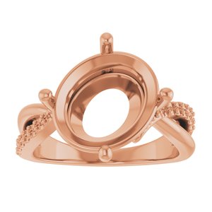 18K Rose Gold 13x11 mm Oval Ring Mounting – image 6