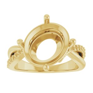 18K Yellow Gold 13x11 mm Oval Ring Mounting – image 6