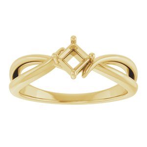 14K Yellow Gold 3.5x3.5 mm Square Ring Mounting – image 6