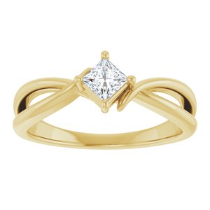 14K Yellow Gold 3.5x3.5 mm Square Ring Mounting – image 5