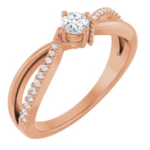 14K Rose Gold 3.5 mm Round Ring Mounting