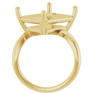 10K Yellow Gold 15x13 mm Emerald Ring Mounting – image 4