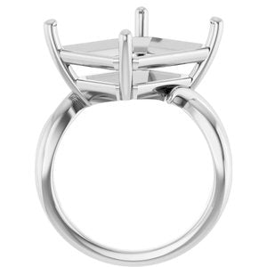 14K X1 White Gold 15x13 mm Emerald Ring Mounting – image 4