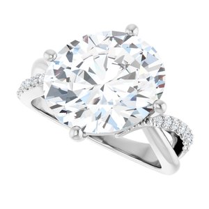 14K White Gold 13x11 mm Oval Ring Mounting – image 8