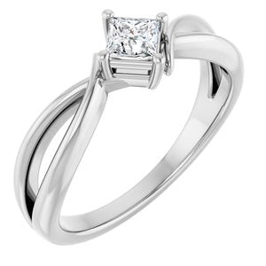 18K White Gold 3.5x3.5 mm Square Ring Mounting