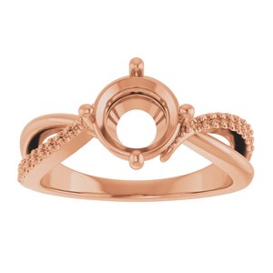 18K Rose Gold 7.4 mm Round Ring Mounting – image 6
