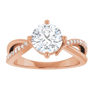 14K Rose Gold 7.4 mm Round Ring Mounting – image 5