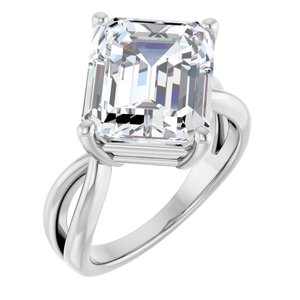 14K X1 White Gold 12x10 mm Emerald Ring Mounting