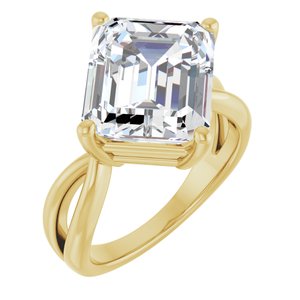 10K Yellow Gold 12x10 mm Emerald Ring Mounting
