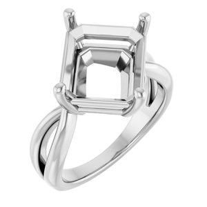 Sterling Silver 12x10 mm Emerald Ring Mounting – image 2