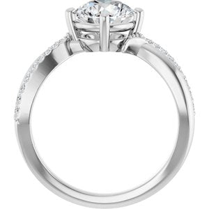 14K X1 White Gold 7.4 mm Round Ring Mounting – image 3