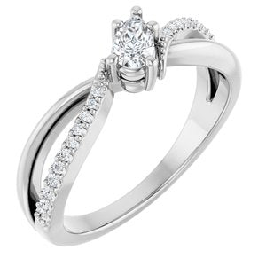 10K White Gold 5x3 mm Pear Ring Mounting