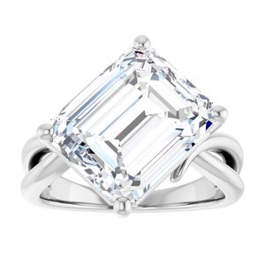 10K White Gold 12x10 mm Emerald Ring Mounting – image 5