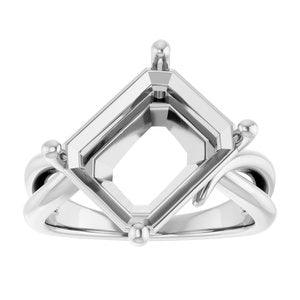 18K White Gold 12x10 mm Emerald Ring Mounting – image 6