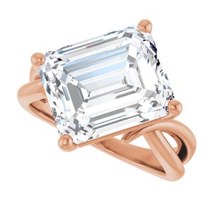 14K Rose Gold 12x10 mm Emerald Ring Mounting – image 8
