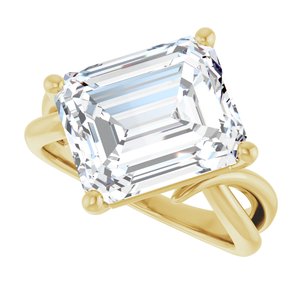 14K Yellow Gold 12x10 mm Emerald Ring Mounting – image 8
