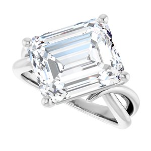 10K White Gold 12x10 mm Emerald Ring Mounting – image 8