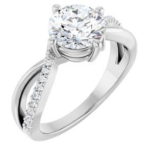 18K White Gold 7.4 mm Round Ring Mounting